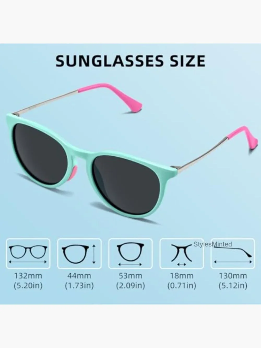 Kids Polarized Sunglasses Vintage Round UV400 Protection for Boys Girls 5-12